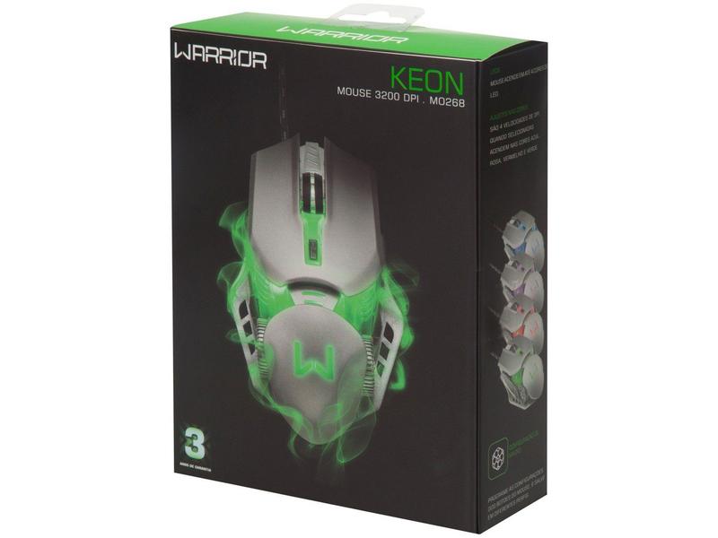 Mouse Gamer Warrior Keon Óptico 3200dpi 6 Botões - Mouse Gamer